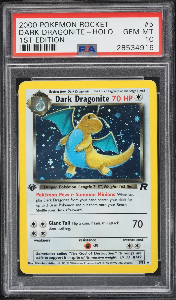 2000 Pokemon Team Rocket 1st Edition Holo Dark Dragonite #5 PSA 10 GEM MINT