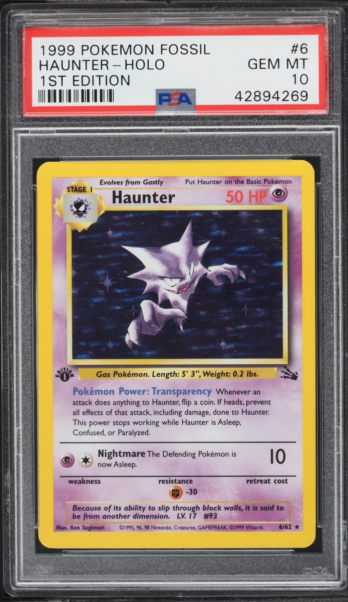 1999 Pokemon Fossil 1st Edition Holo Haunter #6 PSA 10 GEM MINT