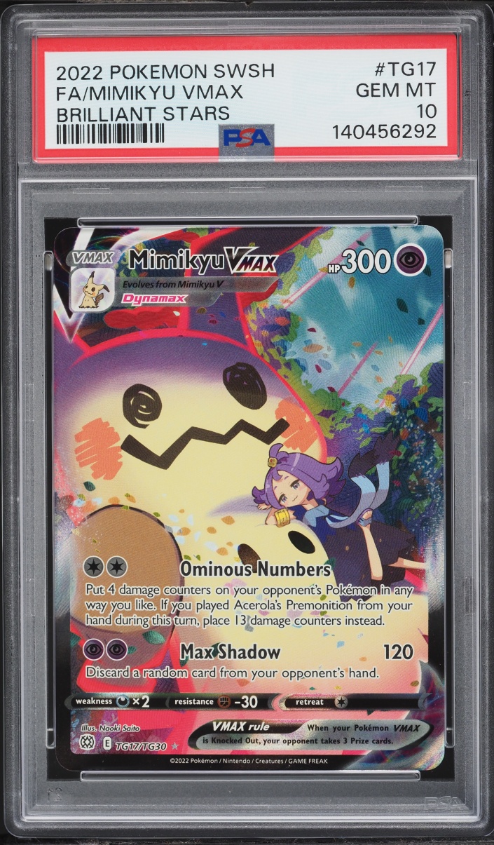2022 Pokemon Sword & Shield Brilliant Stars CHR Mimikyu VMAX #TG17 PSA 10 GEM MINT