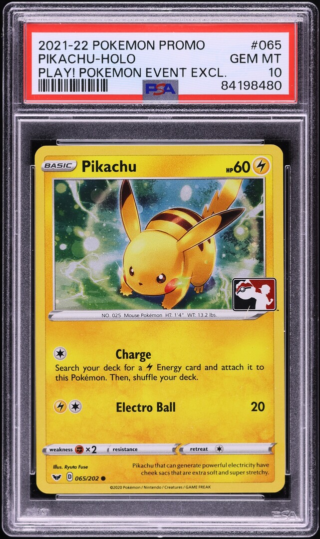 2021 Pokemon SWSH Play! Promo Event Exclusive Holo Pikachu #065 PSA 10 GEM MINT