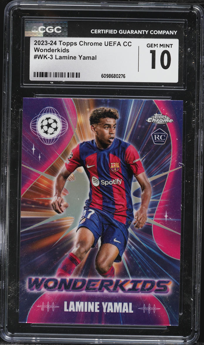 2023 Topps Chrome UEFA Club Competitions Wonderkids Lamine Yamal ROOKIE #WK-3 CGC 10 GEM MINT