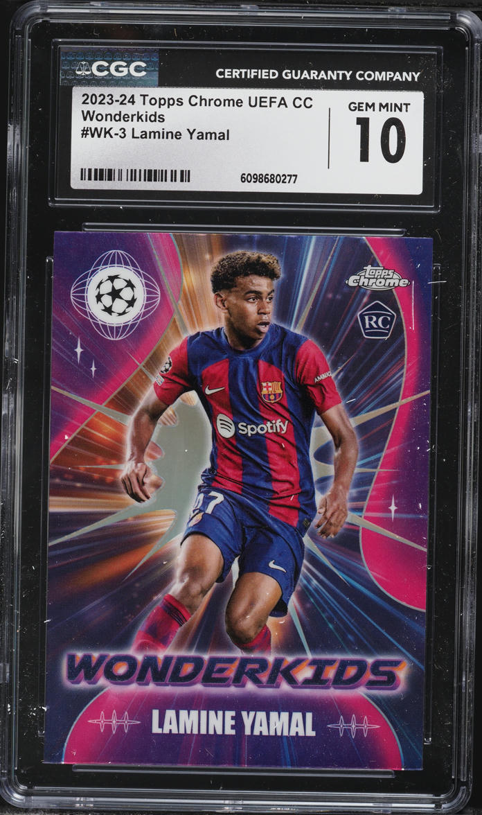 2023 Topps Chrome UEFA Club Competitions Wonderkids Lamine Yamal ROOKIE #WK-3 CGC 10 GEM MINT