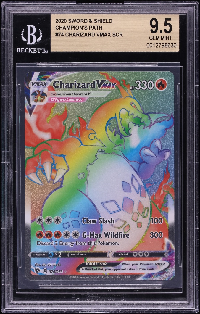 2020 Pokemon Sword & Shield Champions Path Rainbow Rare Charizard VMAX #74 BGS 9.5 GEM MINT