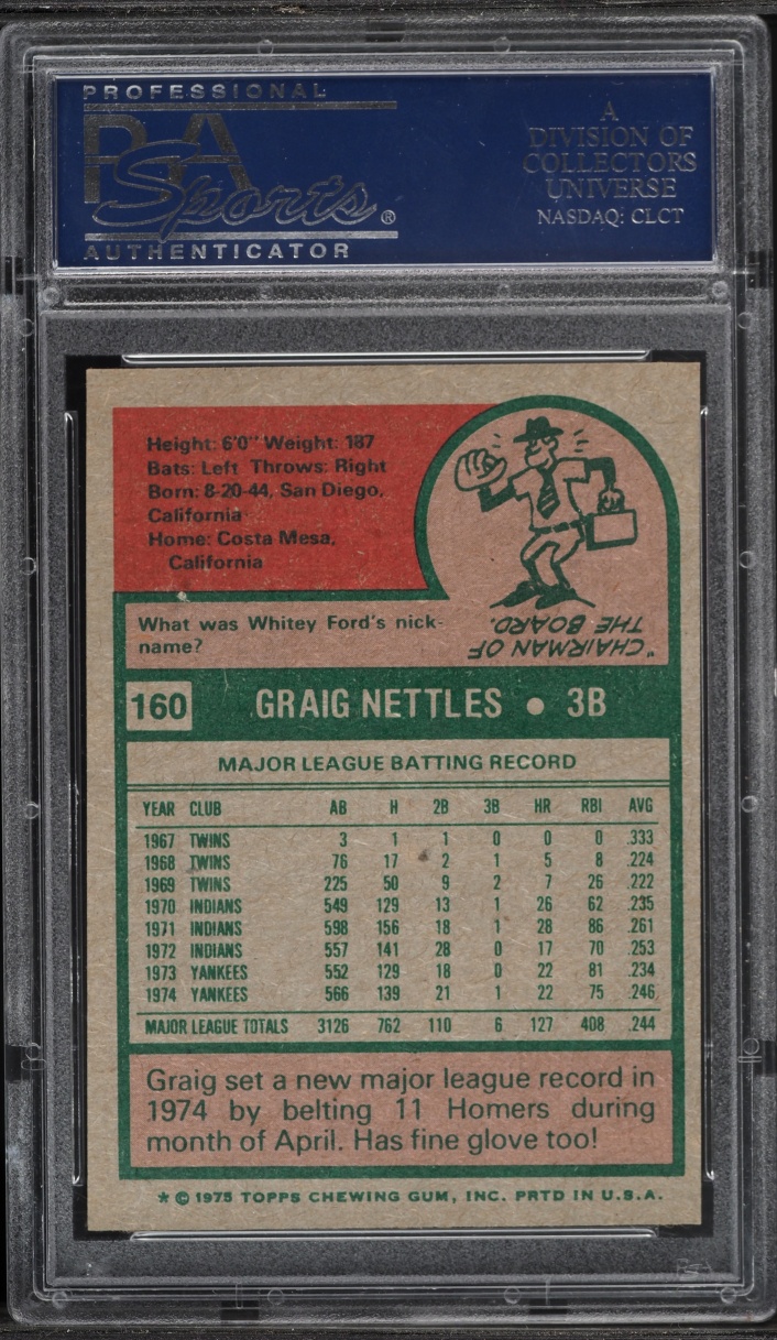 1975 Topps Graig Nettles #160 PSA 8 NM-MT