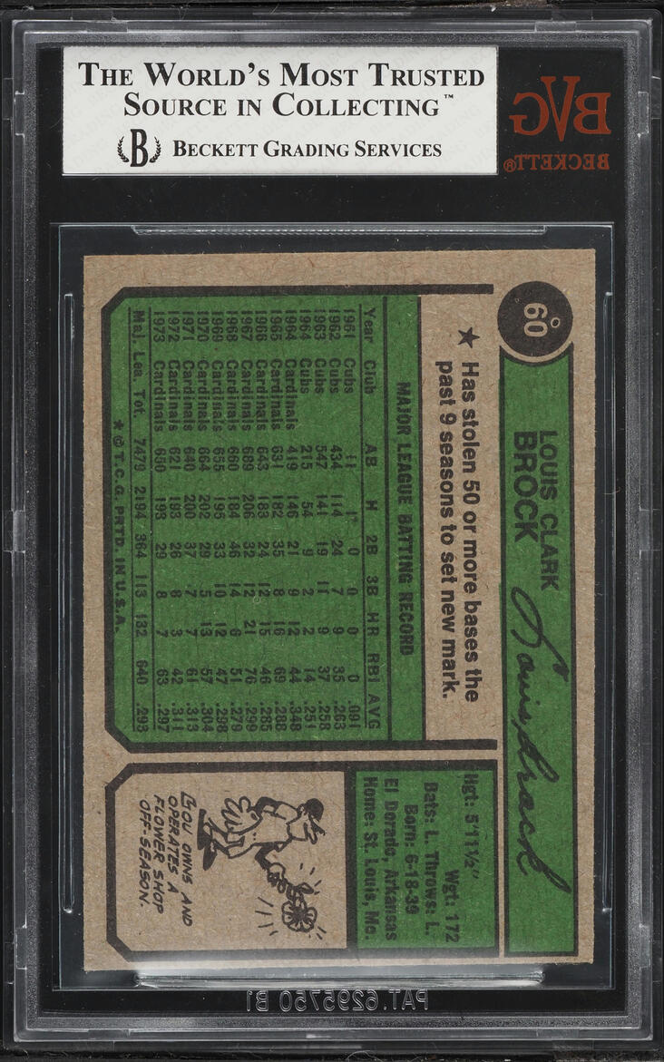 1974 Topps Lou Brock #60 BVG 5 EX