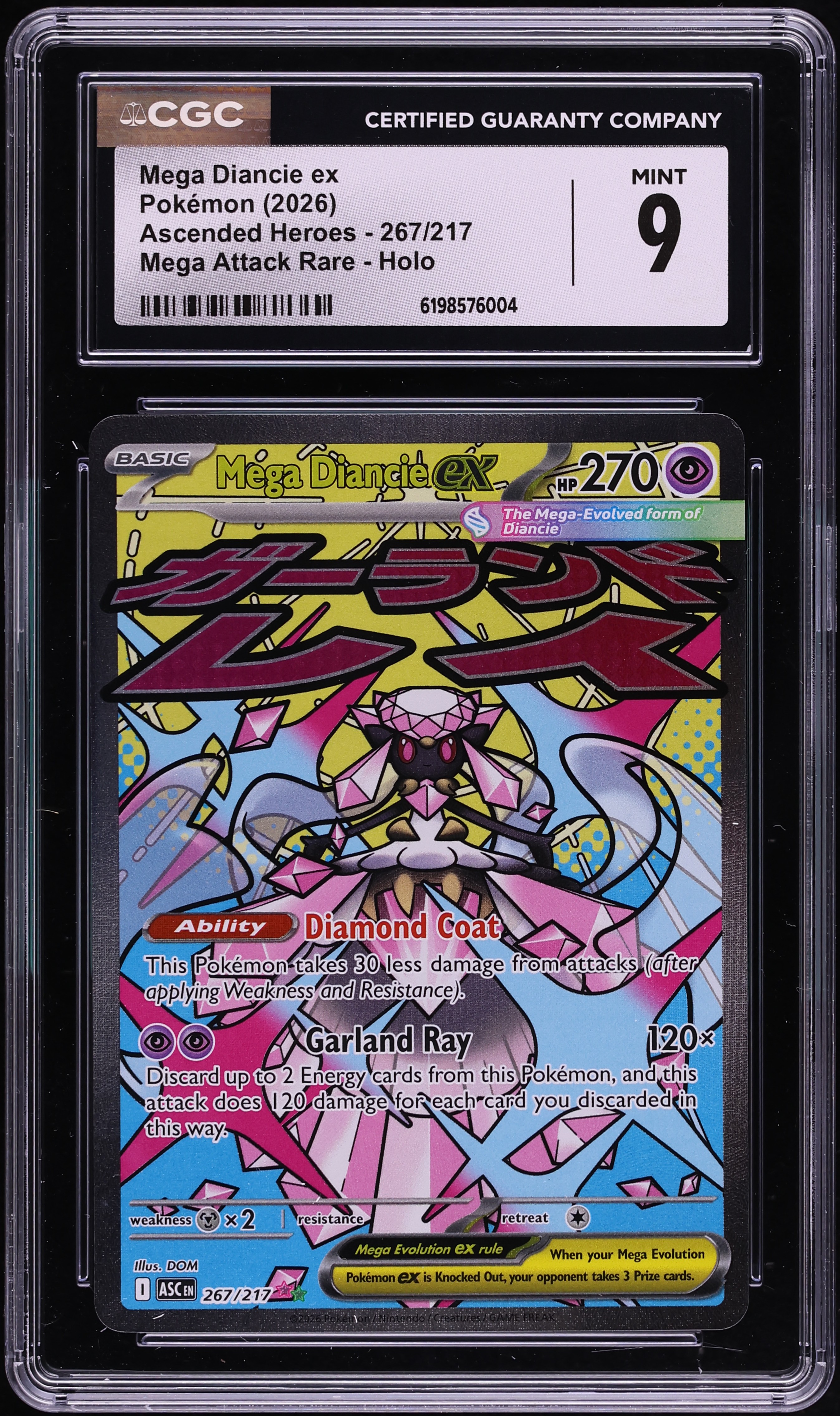 2026 Pokemon Mega Evolution Ascended Heroes MA Mega Diancie Ex #267 CGC 9 MINT