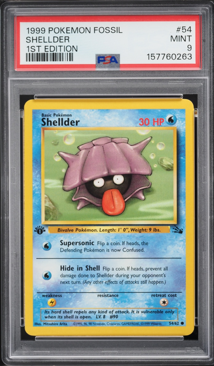 1999 Pokemon Fossil 1st Edition Shellder #54 PSA 9 MINT