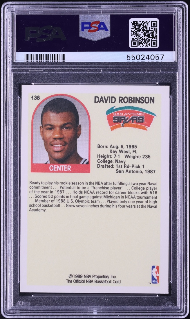 1989 Hoops David Robinson ROOKIE #138 PSA 5 EX