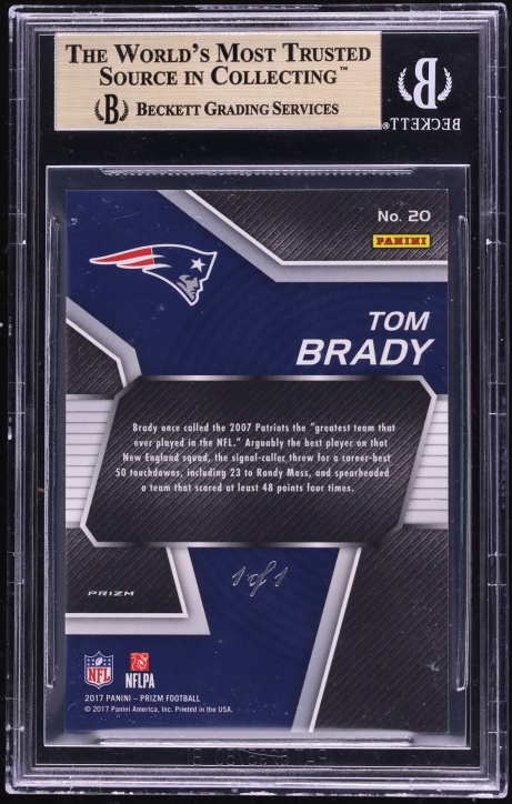 2017 Panini Prizm NFL MVP Black Finite Tom Brady 1/1 #20 BGS 9.5 GEM MINT