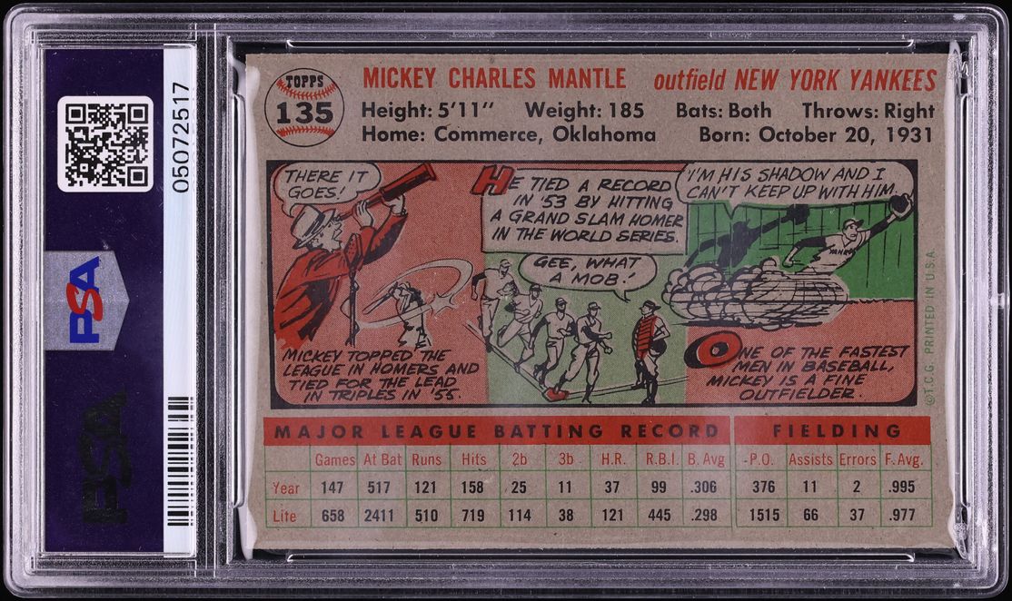 1956 Topps Mickey Mantle #135 PSA 8 NM-MT
