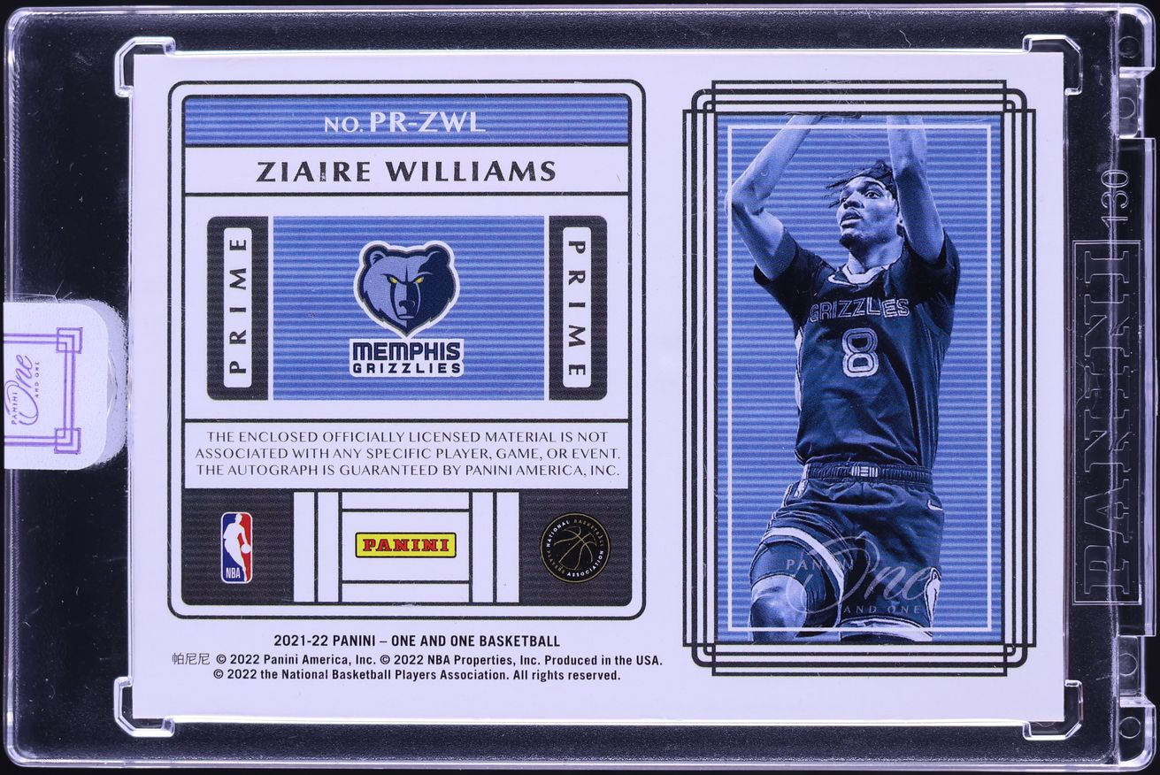 2021 Panini One And One Prime Blue Ziaire Williams ROOKIE