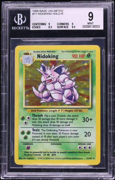 1999 Pokemon Base Set Holo Nidoking #11 BGS 9 MINT