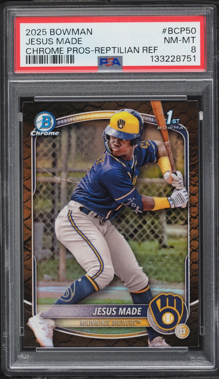 2025 Bowman Chrome Reptilian Refractor Jesus Made PROSPECT #BCP-50 PSA 8 NM-MT