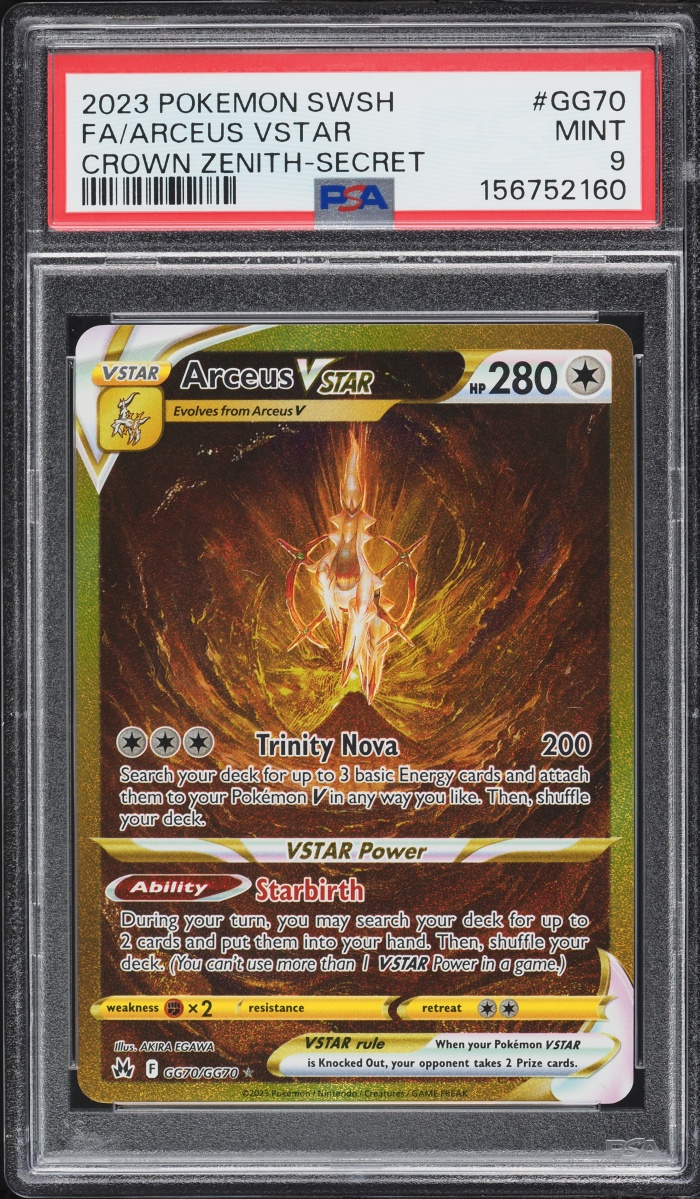 2023 Pokemon Sword & Shield Crown Zenith Gold Rare Arceus VSTAR #GG70 PSA 9 MINT