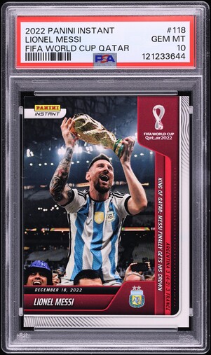 2022 Panini FIFA World Cup Stickers Lionel Messi #ARG20 PSA
