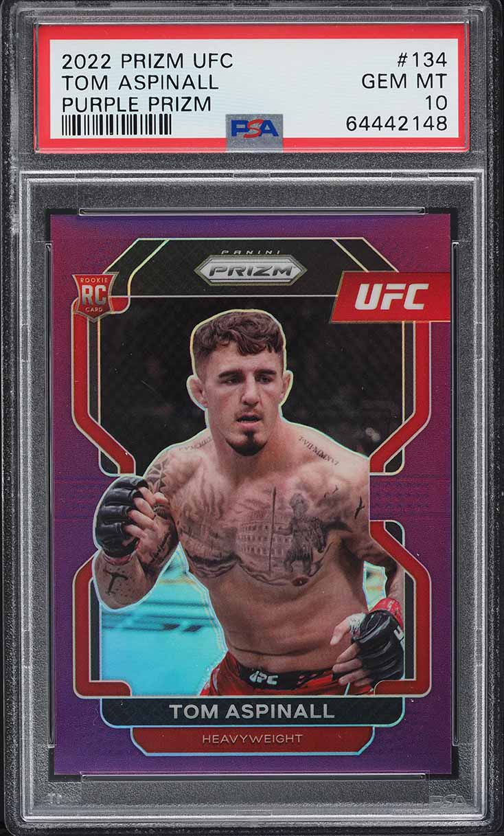 2022 Panini Prizm UFC Purple Tom Aspinall ROOKIE /149 #134 PSA 10 GEM MINT