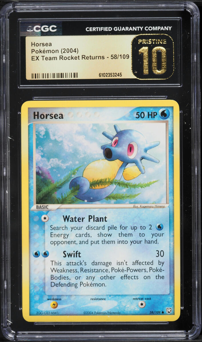 2004 Pokemon EX Team Rocket Returns Horsea #58 CGC 10 PRISTINE