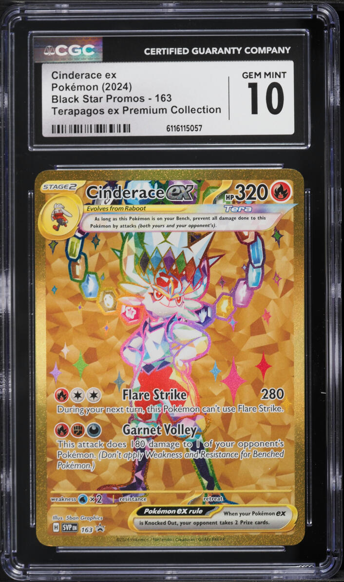 2024 Pokemon SV Promo Premium Collection Gold Rare Cinderace EX #163 CGC 10 GEM MINT