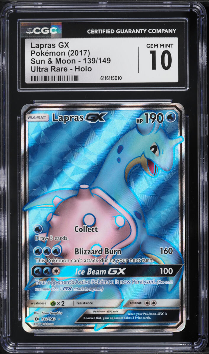 2017 Pokemon Sun & Moon Full Art Lapras GX #139 CGC 10 GEM MINT