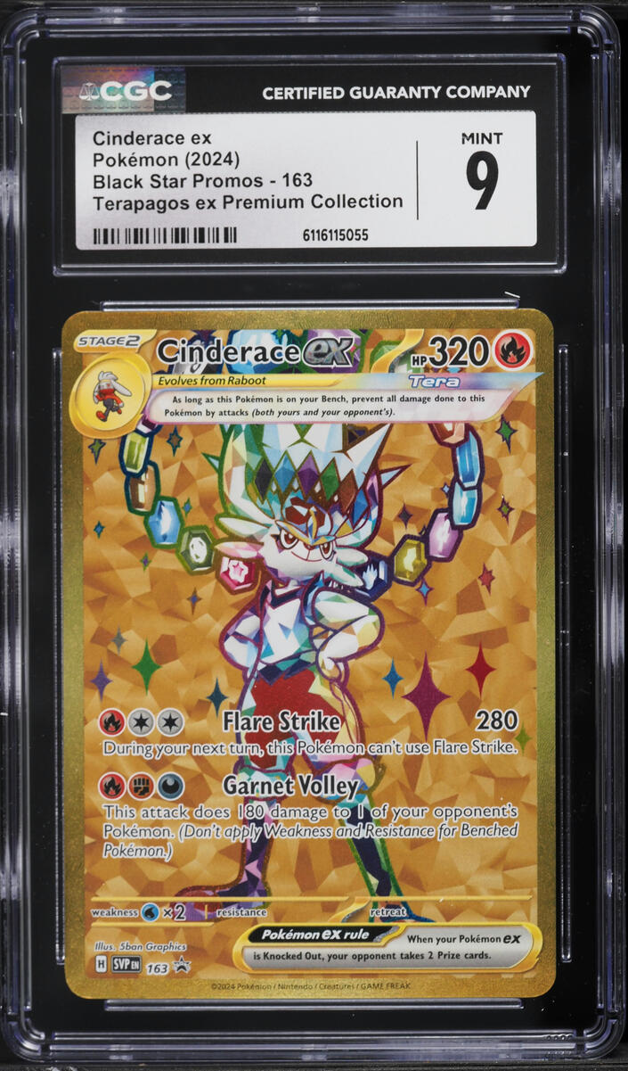 2024 Pokemon Scarlet & Violet Promo Premium Collection Gold Rare Cinderace EX #163 CGC 9 MINT