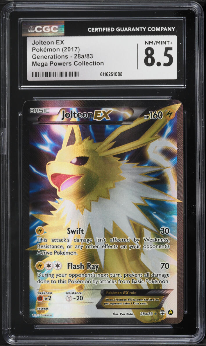 2017 Pokemon XY Generations Mega Powers Collection Full Art Jolteon EX #28a CGC 8.5 NM-MT+