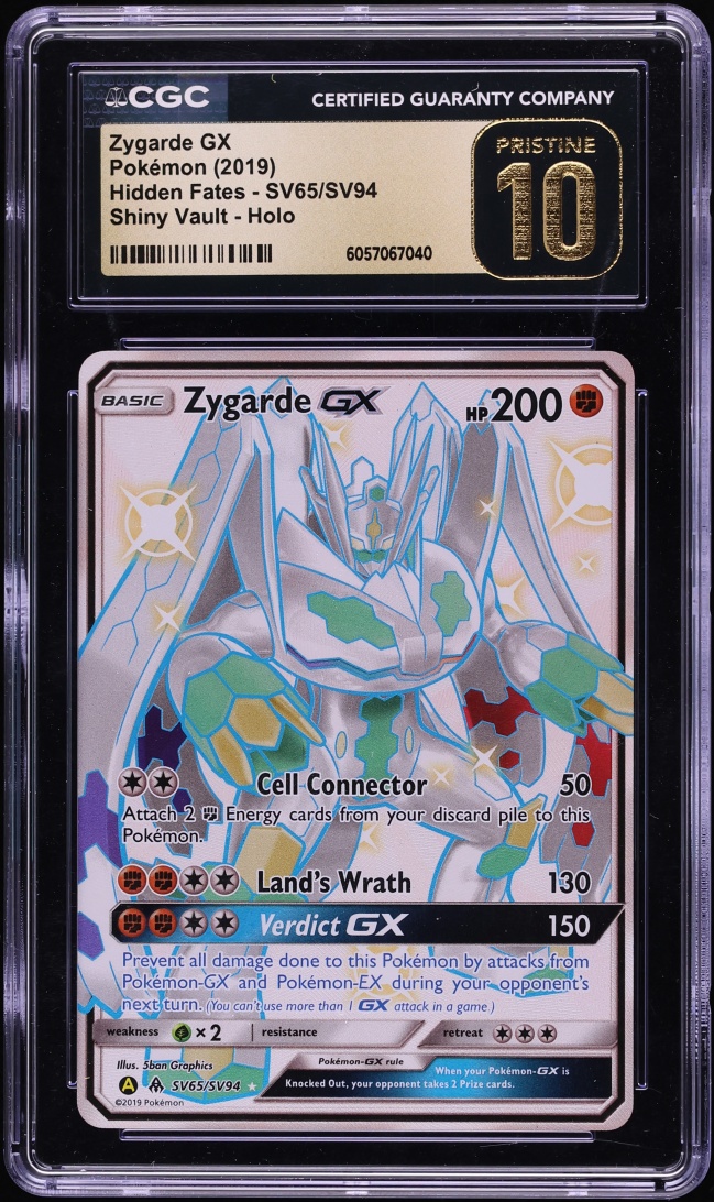 2019 Pokemon Sun & Moon Hidden Fates Full Art Zygarde GX #SV65 CGC 10 PRISTINE