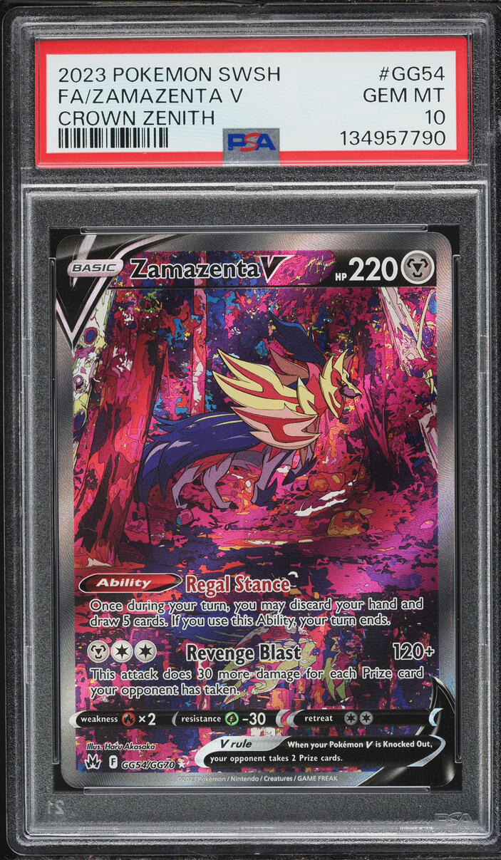 2023 Pokemon Sword & Shield Crown Zenith Full Art Zamazenta V #GG54 PSA 10 GEM MINT