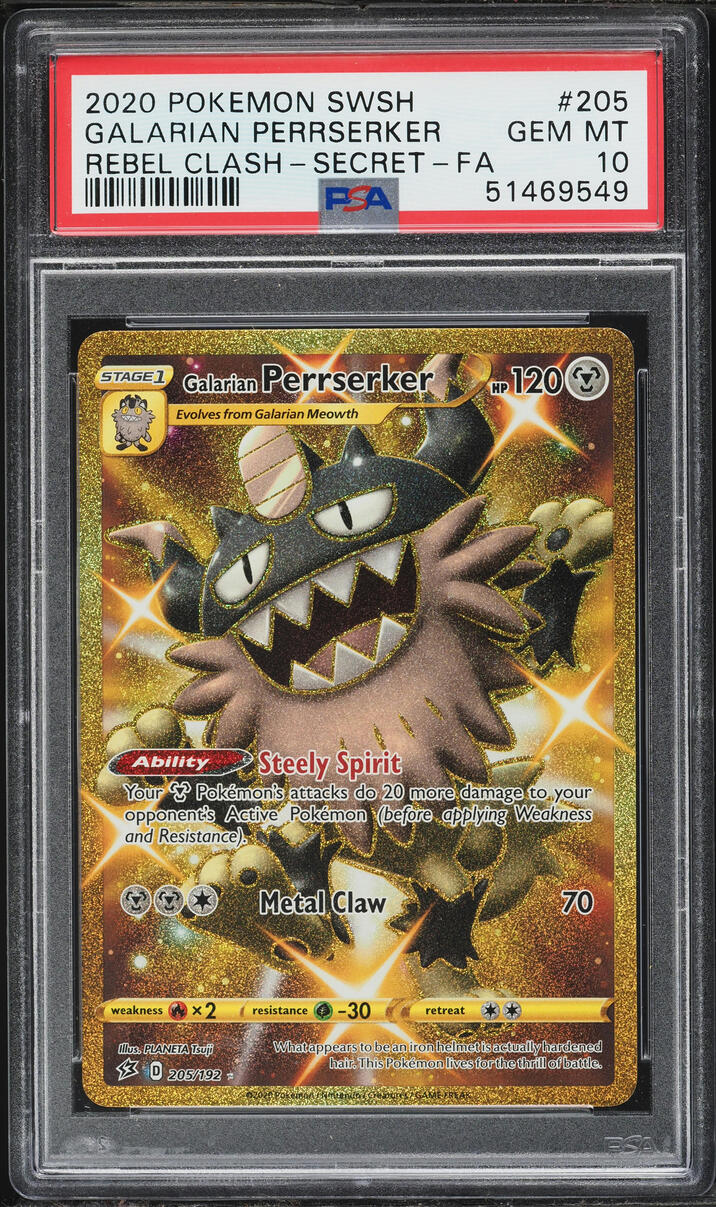 2020 Pokemon SWSH Rebel Clash Hyper Rare Galarian Perrserker #205 PSA 10 GEM MINT
