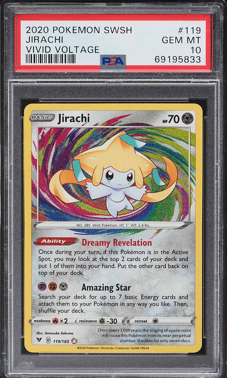 2020 Pokemon Sword & Shield Vivid Voltage Amazing Rare Jirachi #119 PSA 10 GEM