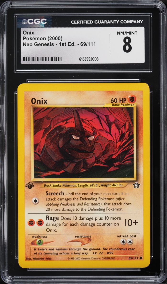 2000 Pokemon Neo Genesis 1st Edition Onix #69 CGC 8 NM-MT