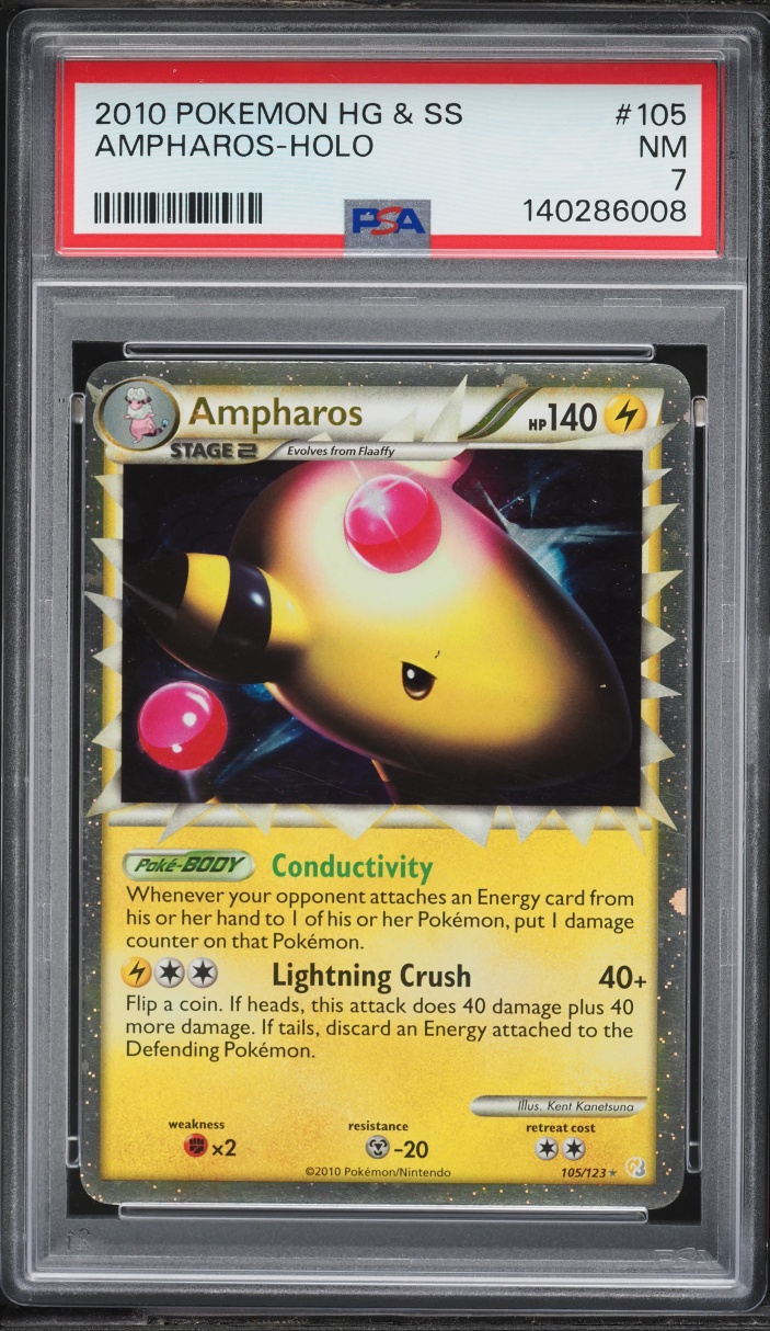 2010 Pokemon HeartGold & SoulSilver Holo Ampharos #105 PSA 7 NRMT