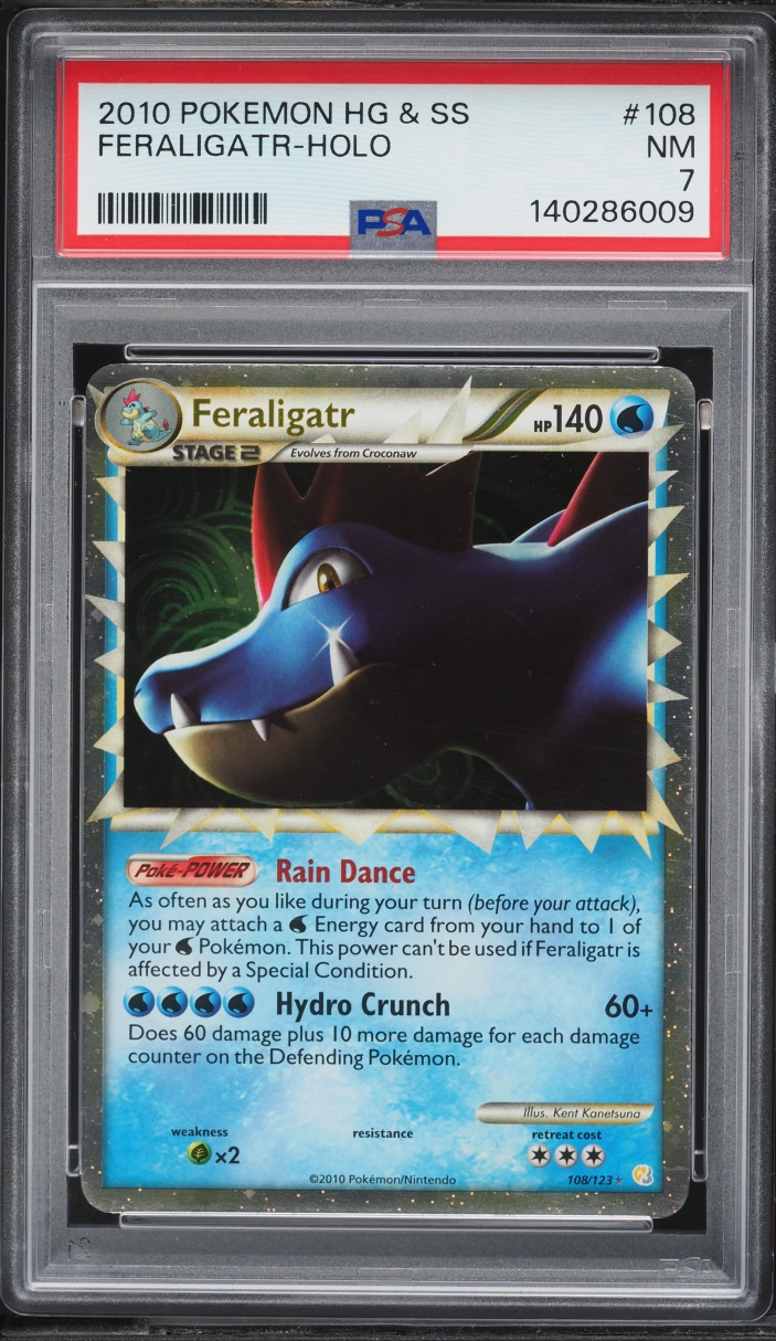 2010 Pokemon HeartGold & SoulSilver Holo Prime Feraligatr #108 PSA 7 NRMT