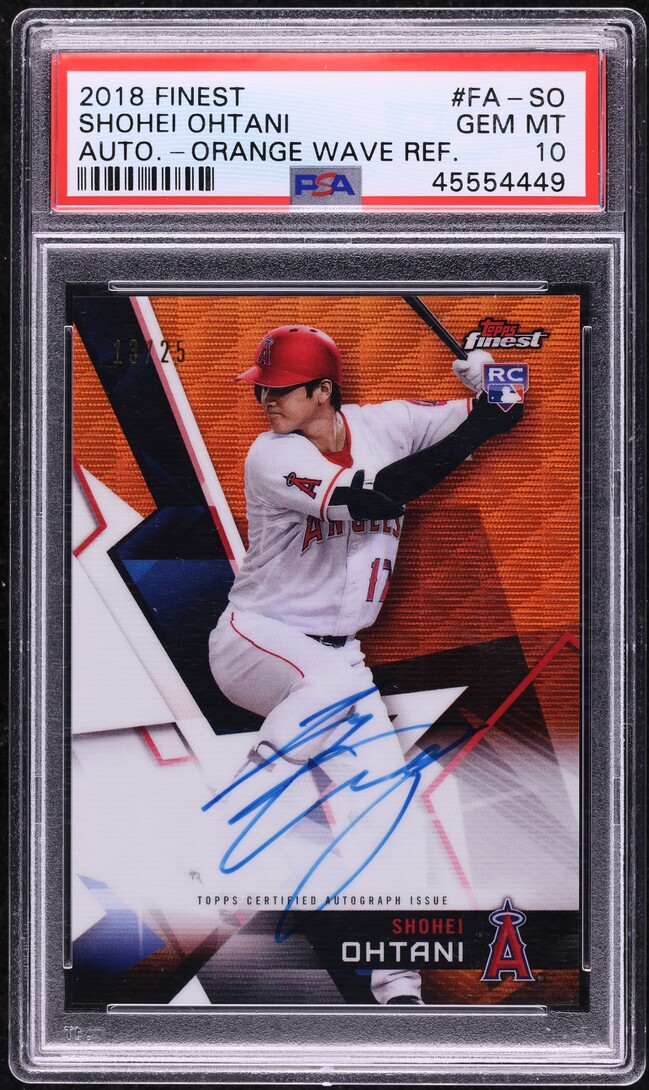 2018 Finest Orange Wave Refractor Shohei Ohtani ROOKIE AUTO /25 #FA-SO PSA 10