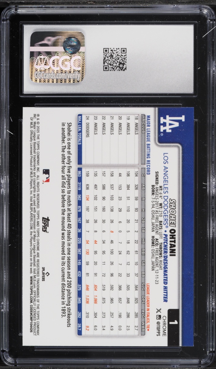 2025 Topps Chrome Sapphire Shohei Ohtani #1 CGC 10 GEM MINT