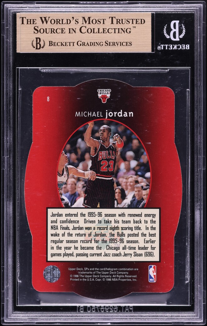 1996 SPx Gold Die-Cut Michael Jordan #8 BGS 9.5 GEM MINT - Photo 2