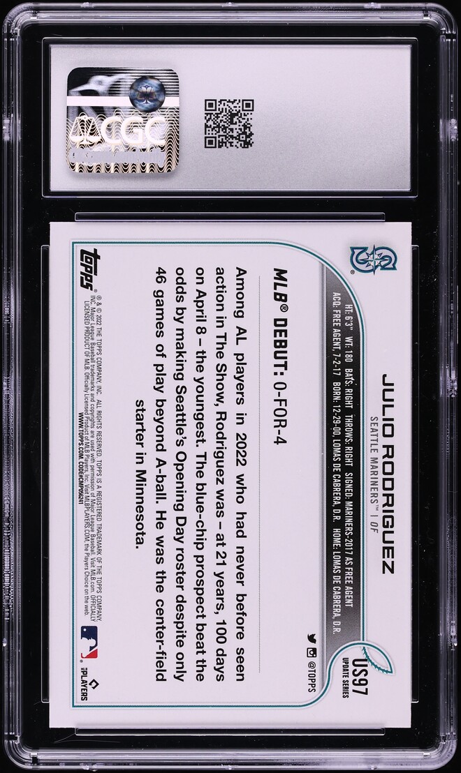 2022 Topps Update Julio Rodriguez ROOKIE #US97 CGC 10 GEM MINT