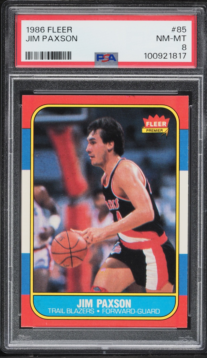 1986 Fleer Basketball Jim Paxson #85 PSA 8 NM-MT