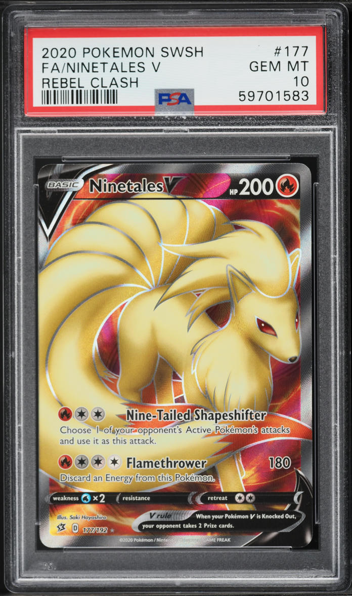 2020 Pokemon Sword & Shield Rebel Clash Full Art Ninetales V #177 PSA 10 GEM MINT