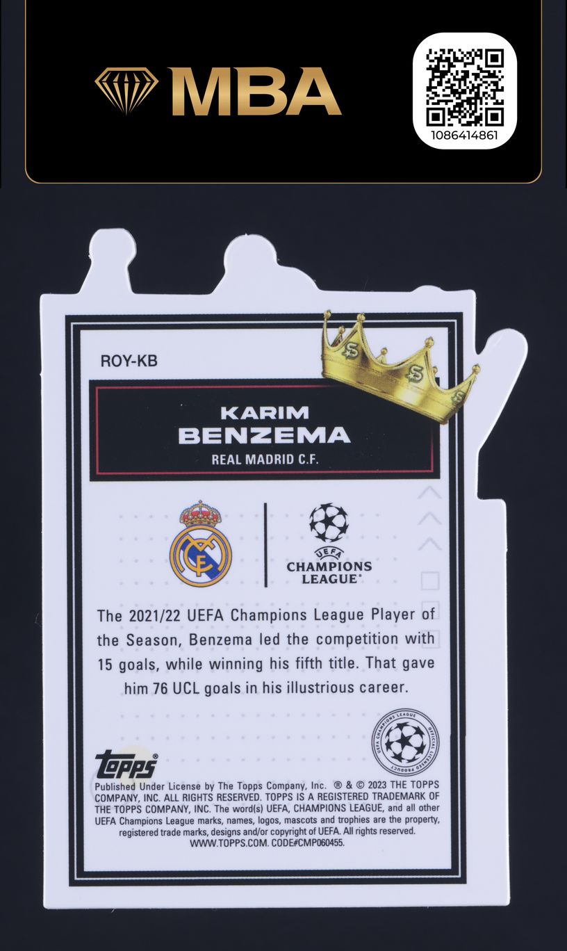 2022 Topps Chrome UEFA Superstars Royalty Die-Cut Karim Benzema #ROY-KB MBA AUTH