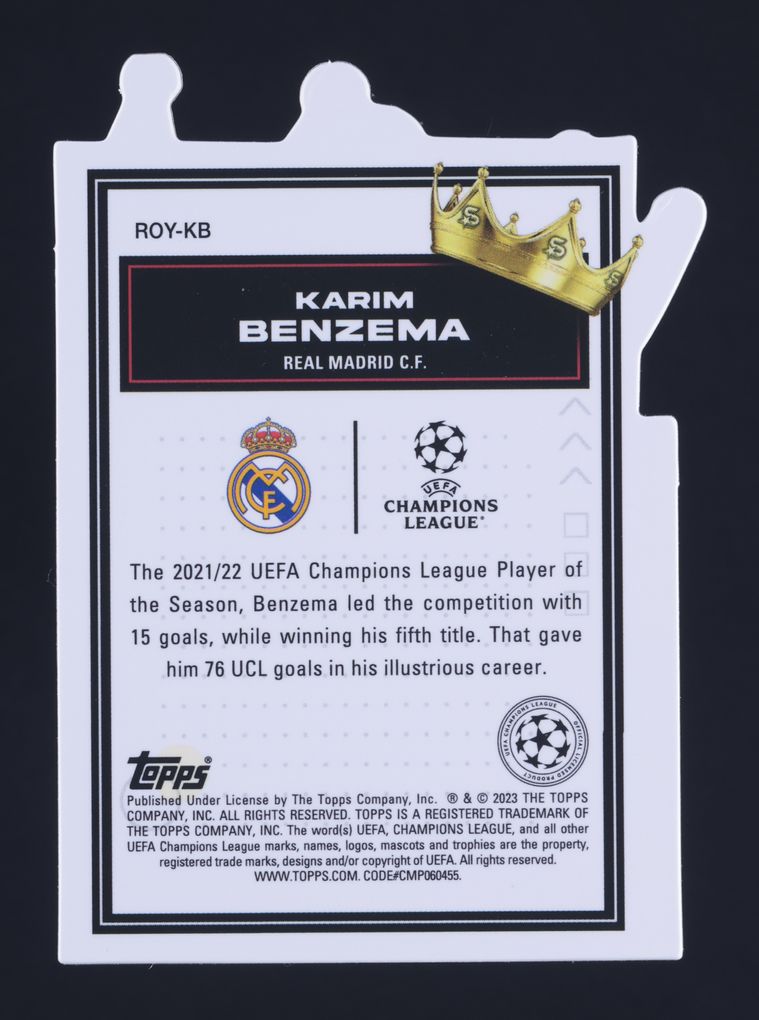 2022 Topps Chrome UEFA Superstars Royalty Die-Cut Karim Benzema #ROY-KB MBA AUTH