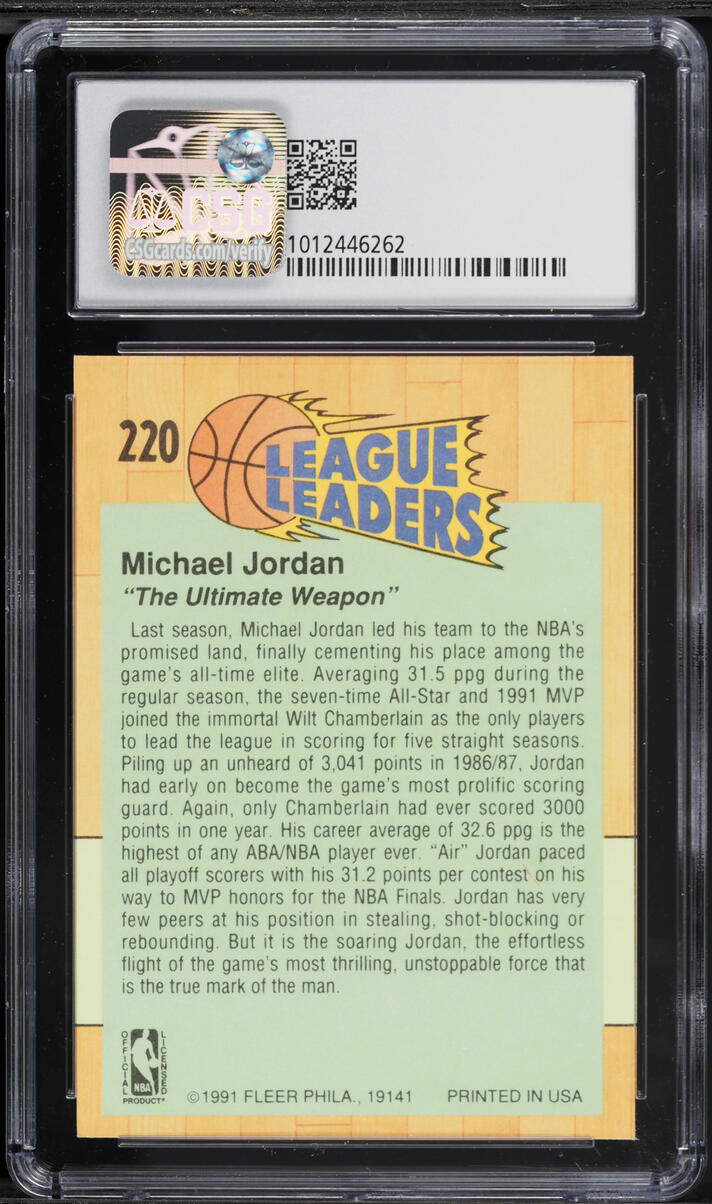 1991 Fleer League Leaders Michael Jordan #220 CSG 8.5 NM-MT+