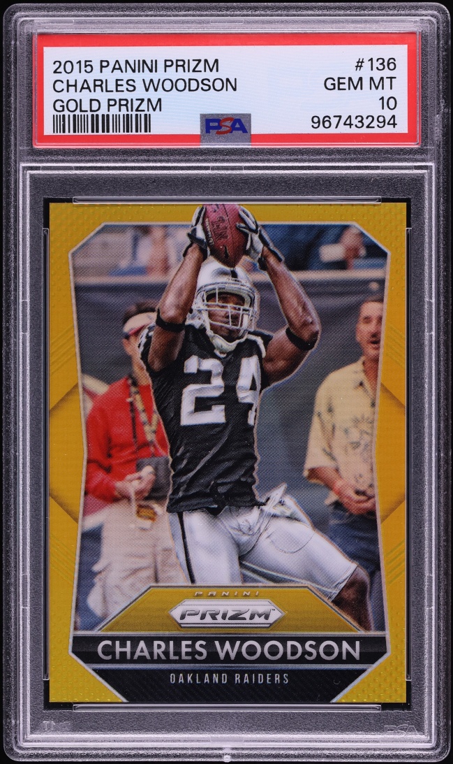 2015 Panini Prizm Gold Charles Woodson /10 #136 PSA 10 GEM MINT