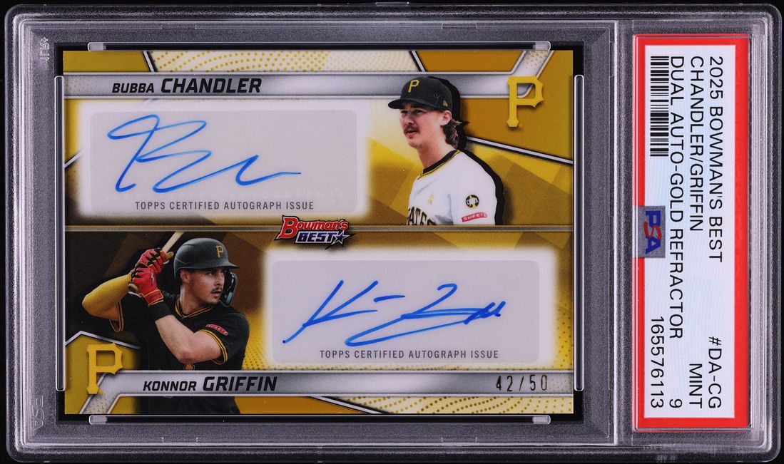 2025 Bowman's Best Dual Gold Refractor Bubba Chandler Konnor Griffin PROSPECT AUTO /50 PSA 9