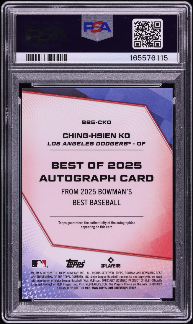 2025 Bowman's Best Of '25 Orange Refractor Ching-Hsien Ko PROSPECT AUTO /25 #B25-CKO PSA 9 MINT - Photo 2