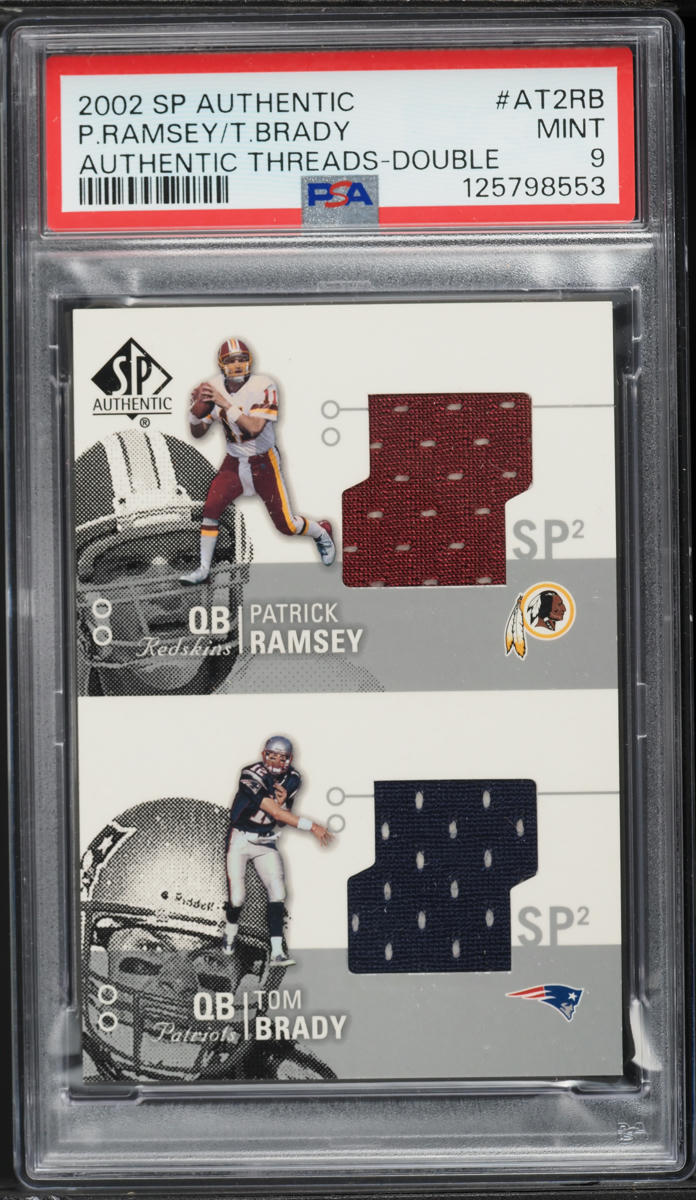 2002 SP Authentic Threads Double Patrick Ramsey Tom Brady ROOKIE PATCH #AT2RB PSA 9 MINT