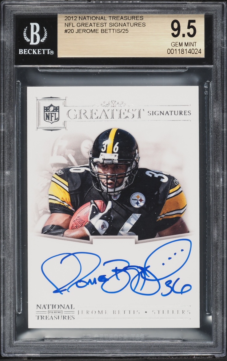 2012 National Treasures NFL Greatest Signatures Jerome Bettis AUTO /25 #20 BGS 9.5 GEM MINT - Photo 1