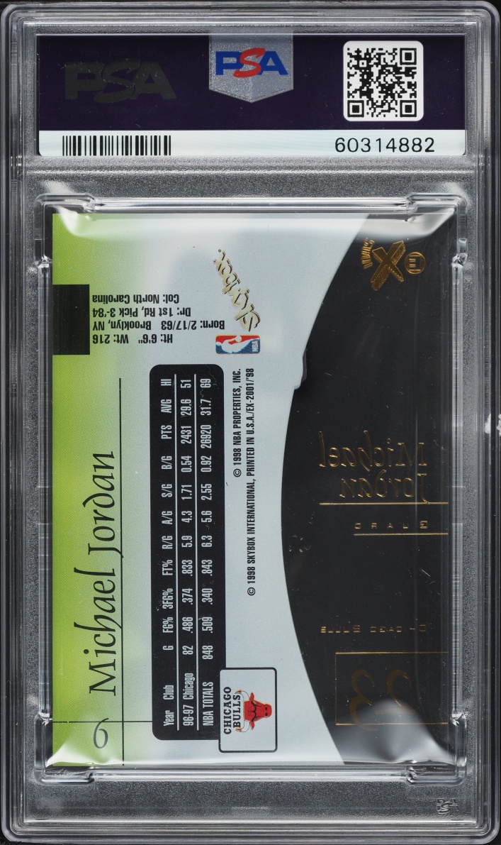 1997 Skybox E-X 2001 Michael Jordan #9 PSA 8 NM-MT - Photo 2