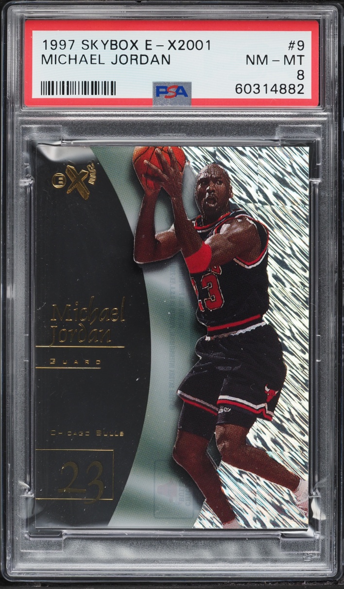 1997 Skybox E-X 2001 Michael Jordan #9 PSA 8 NM-MT - Photo 1