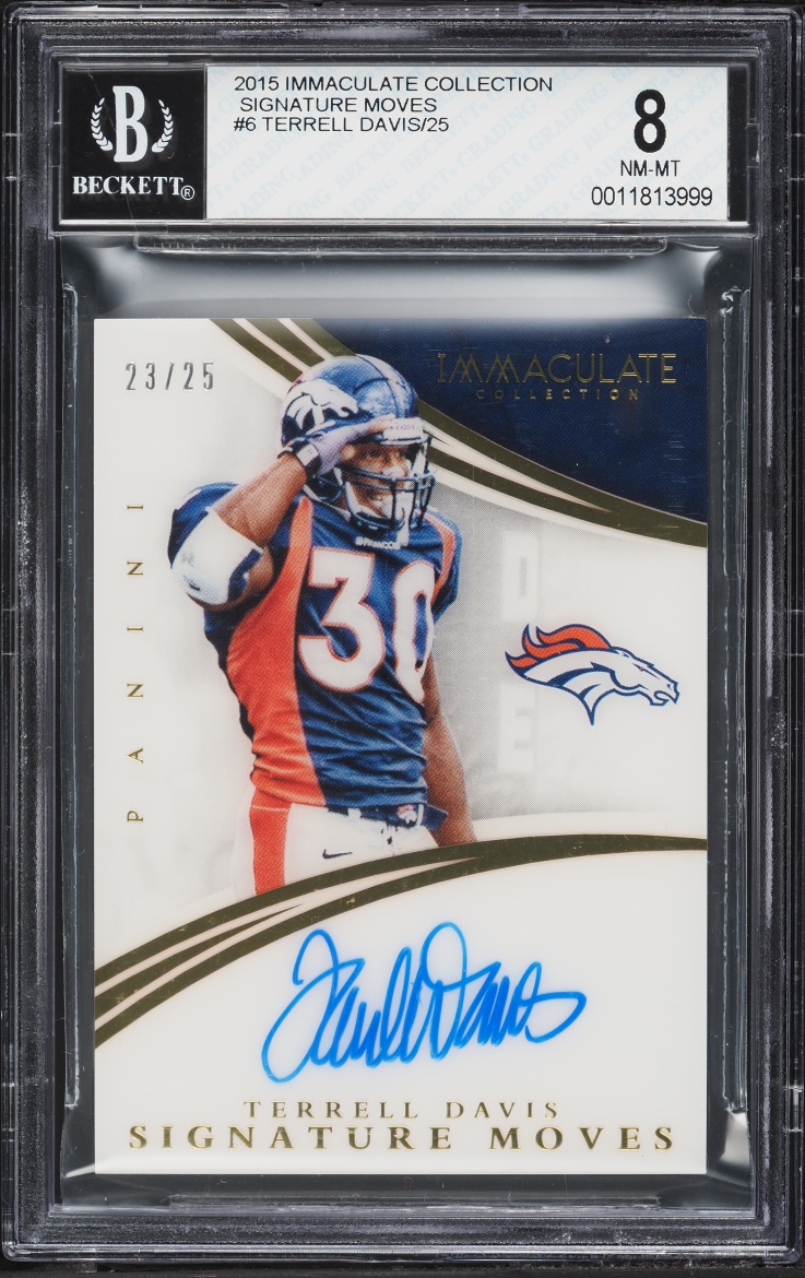 2015 Immaculate Collection Signature Moves Terrell Davis AUTO /25 #SM-TD BGS 8 NM-MT - Photo 1