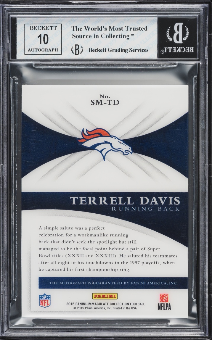 2015 Immaculate Collection Signature Moves Terrell Davis AUTO /25 #SM-TD BGS 8 NM-MT - Photo 2